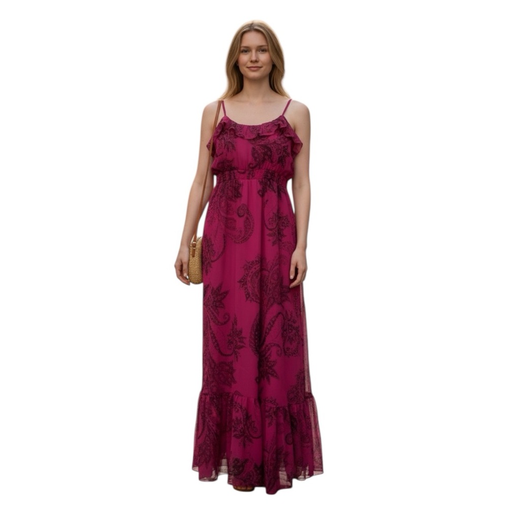 EXPRESS Pink Spaghetti Strapped Paisley Maxi Dress size Small
